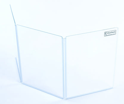 A1824x3 - 4.5’ W x 2’ H - 3-Panel Acrylic Amp Shield - Full-length Hinges - Cable Cutouts