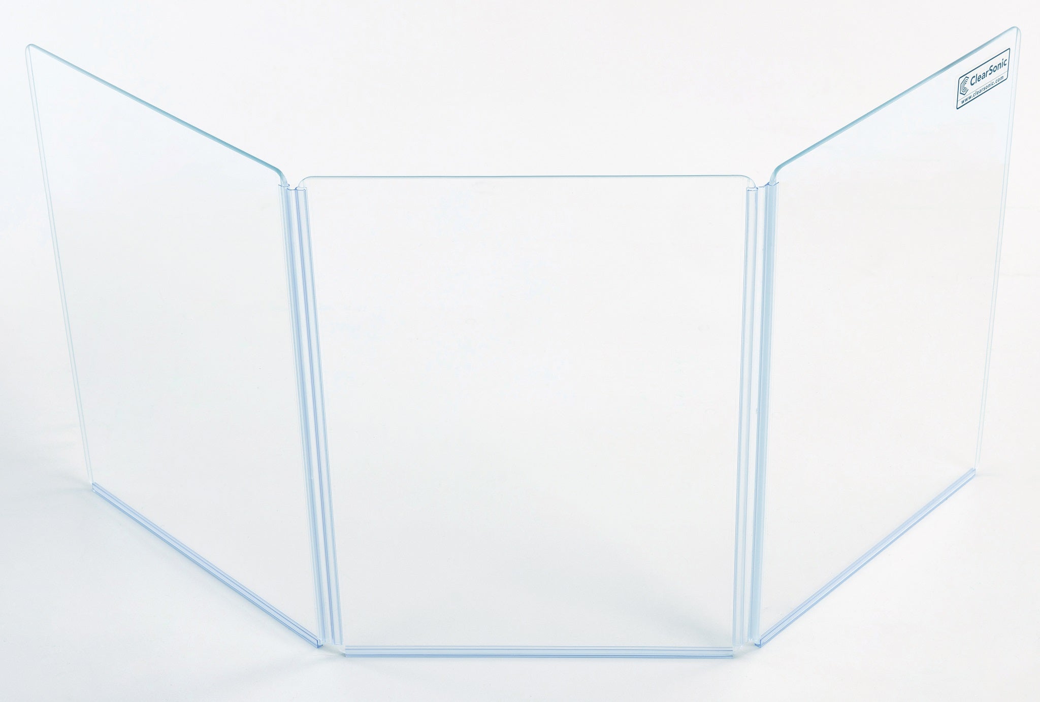 A1824x3 - 4.5’ W x 2’ H - 3-Panel Acrylic Amp Shield - Full-length Hinges - Cable Cutouts