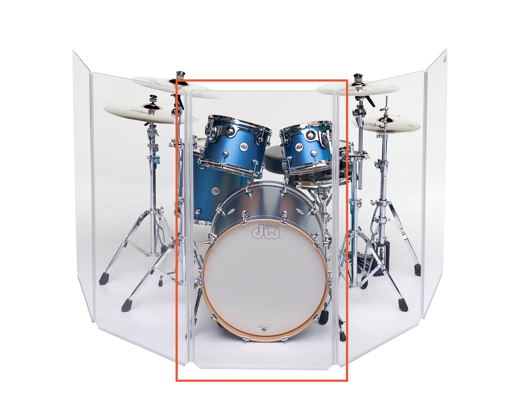 A2448x1 - 4 ft. Tall, Acrylic Drum Shield - Single Panel with Hinge for Attachment