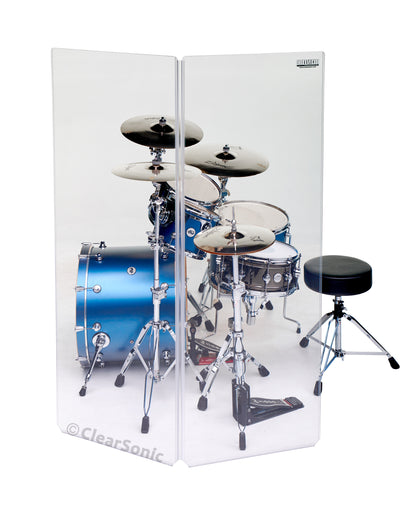 5.5 ft. Tall, 5-Panel Acrylic Drum Shield with Flexible Full-Length Hinges and Cable Cutouts  A2466x5