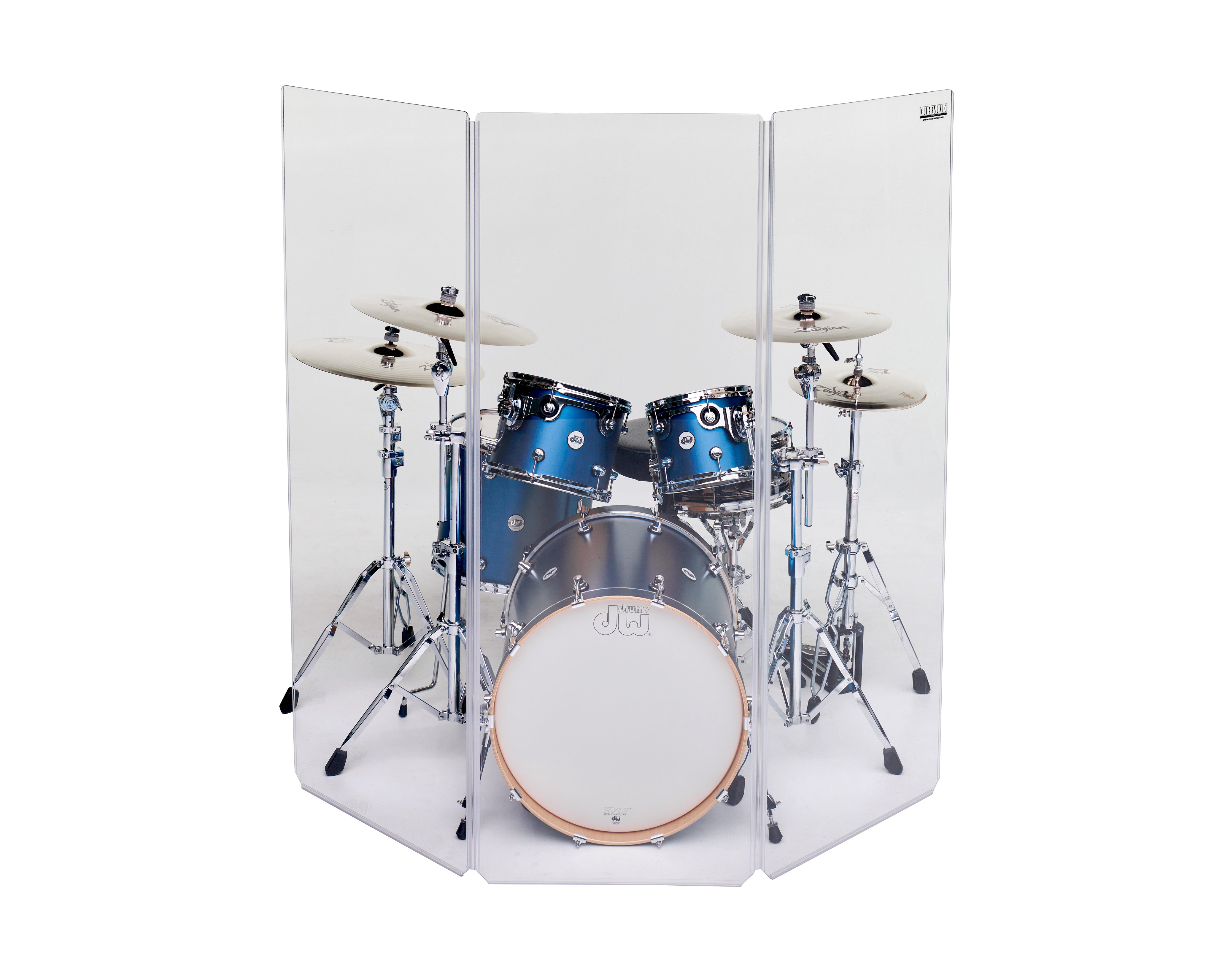 A2466x5 - 5.5 ft. Tall, 5-Panel Acrylic Drum Shield with Flexible Full-Length Hinges and Cable Cutouts