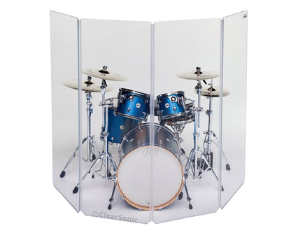 A2466x5 - 5.5 ft. Tall, 5-Panel Acrylic Drum Shield with Flexible Full-Length Hinges and Cable Cutouts