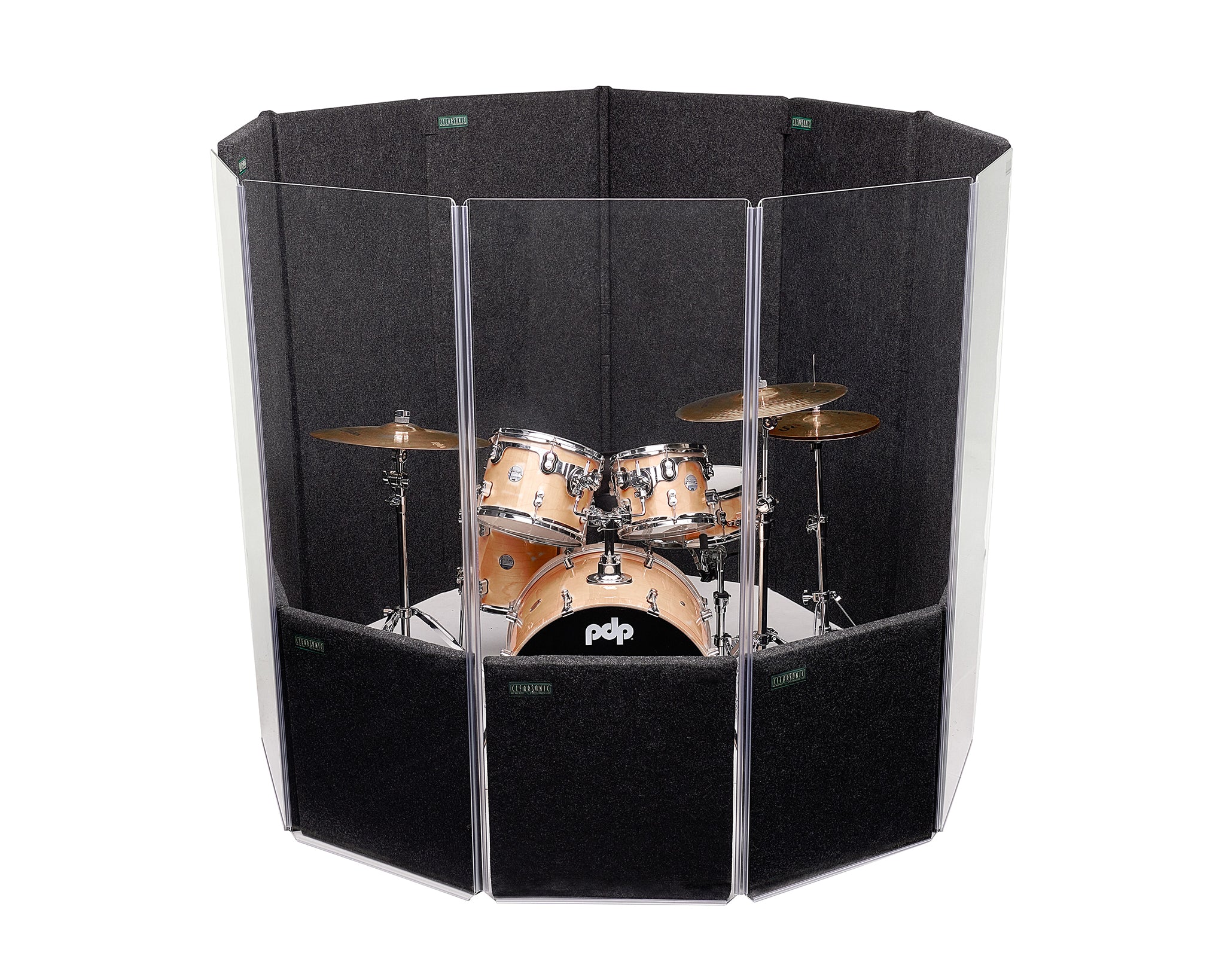 The IsoPac C isolating a PDP drum set on a white background. 