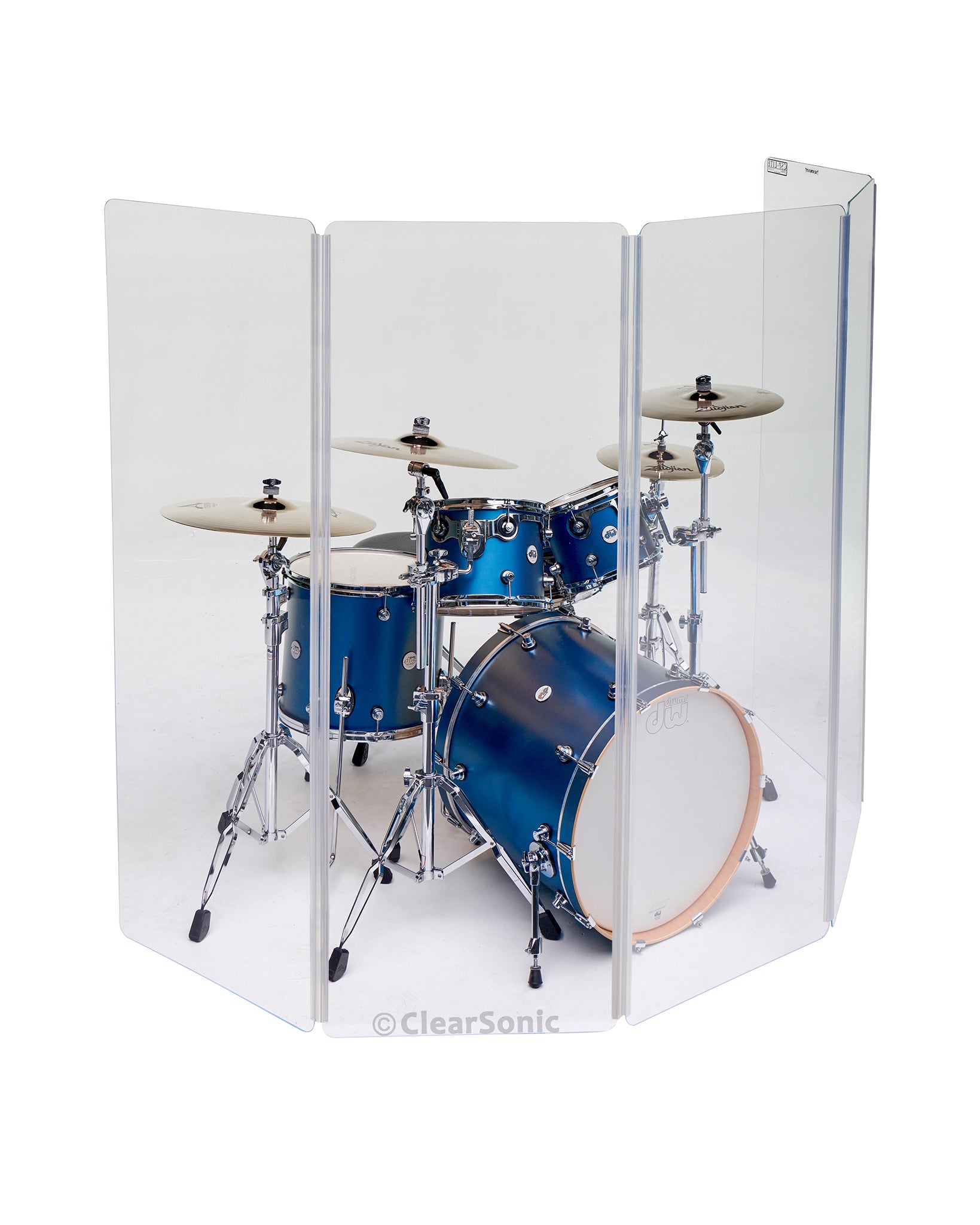 LITE2466x5 - 5.5 ft. Tall, 5-panel Economy Drum Shield - 3/16" Thick Acrylic