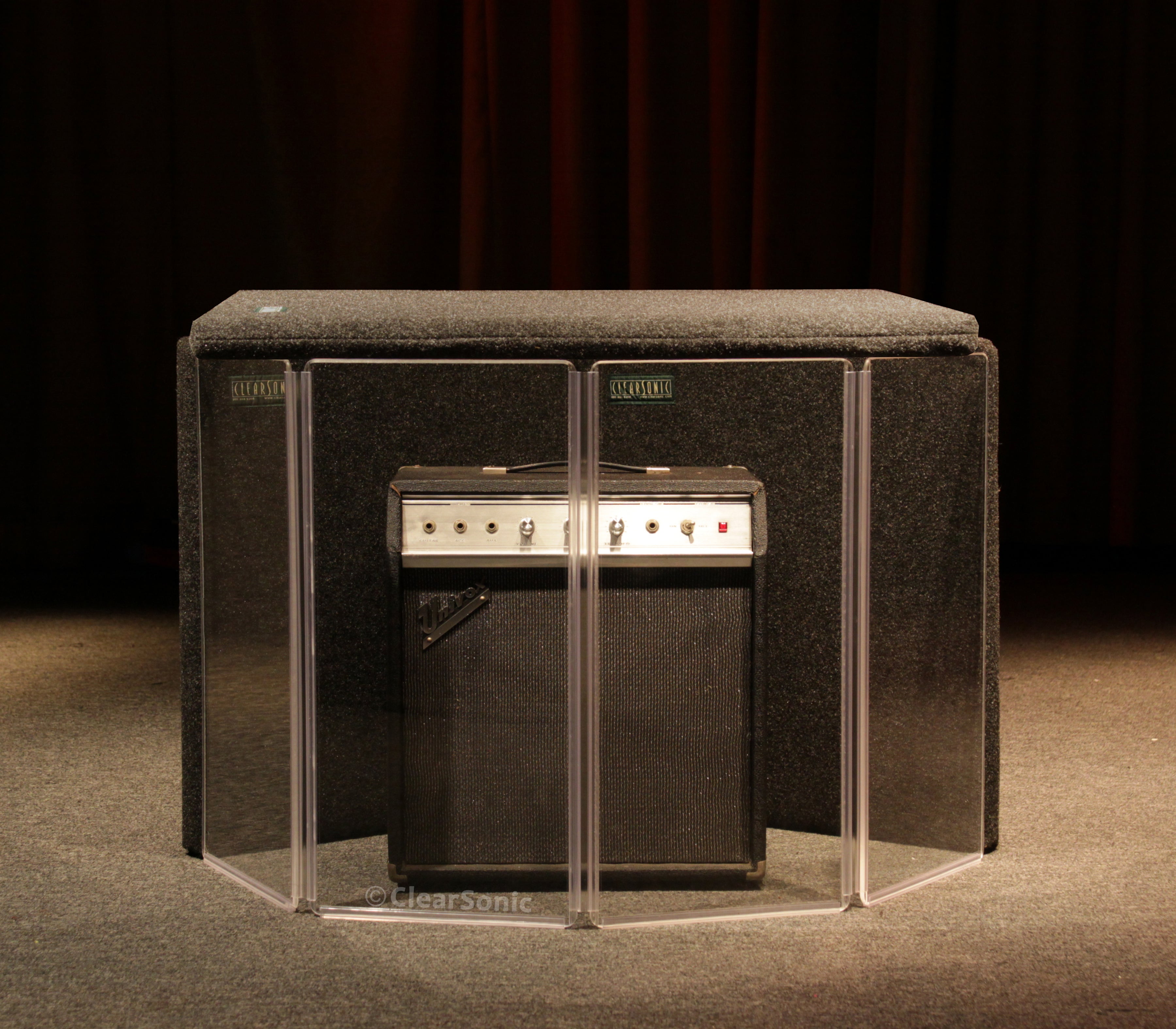 A1224 -2’ High with 12" Panels  Acrylic Amp Shield - Full-length Hinge - Cable Cutouts