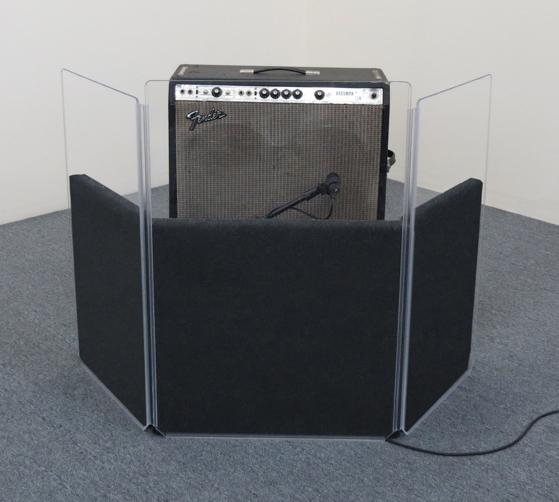 Large guitar amp shield with acoustic treatment