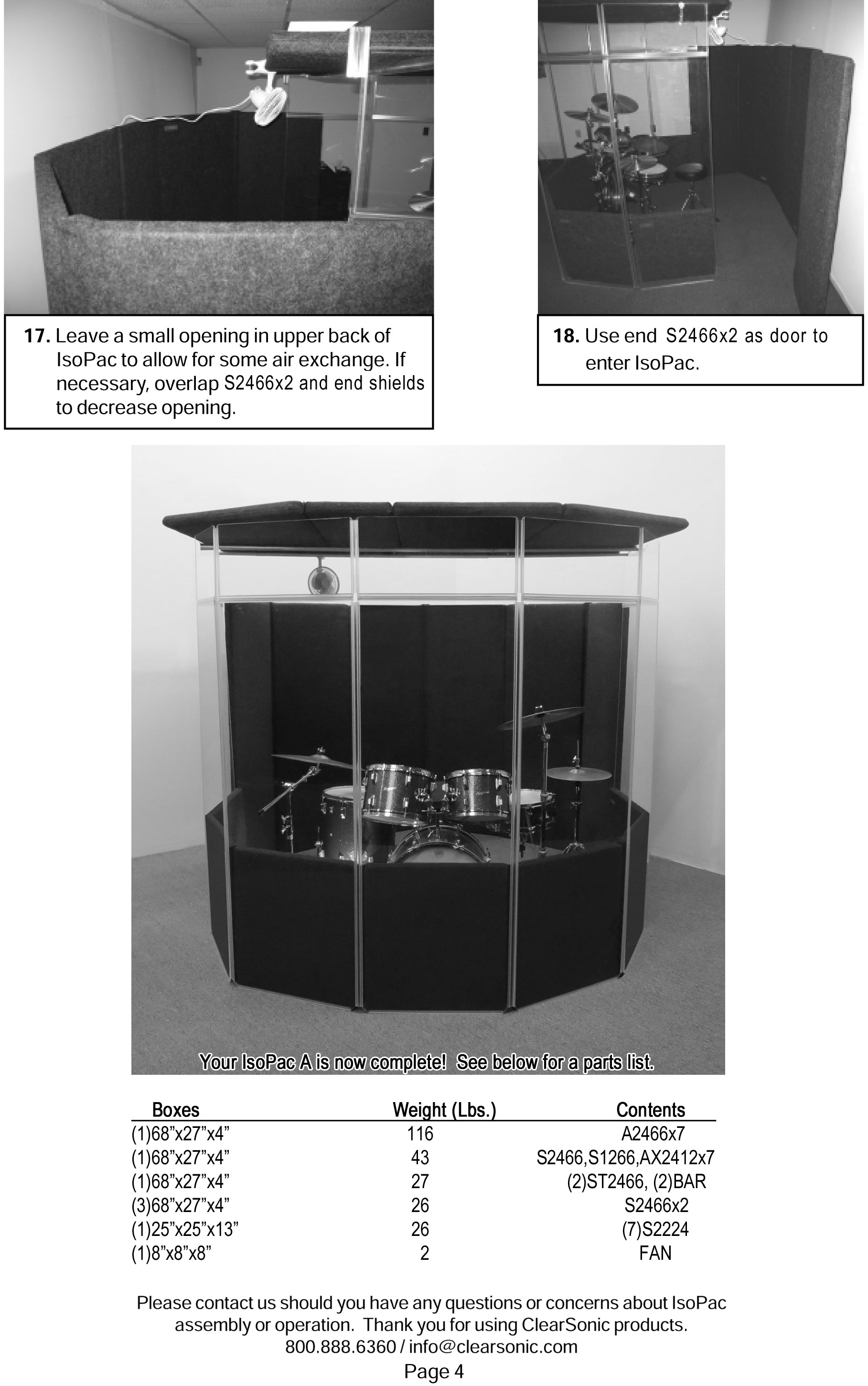 IPA - IsoPac A Portable Drum Isolation Booth | 7’ W x 9’ D x 6.5’ H | 50-60% Perceived Volume Reduction