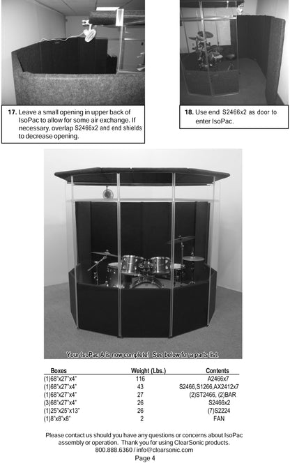 IPA - IsoPac A Portable Drum Isolation Booth | 7’ W x 9’ D x 6.5’ H | 50-60% Perceived Volume Reduction