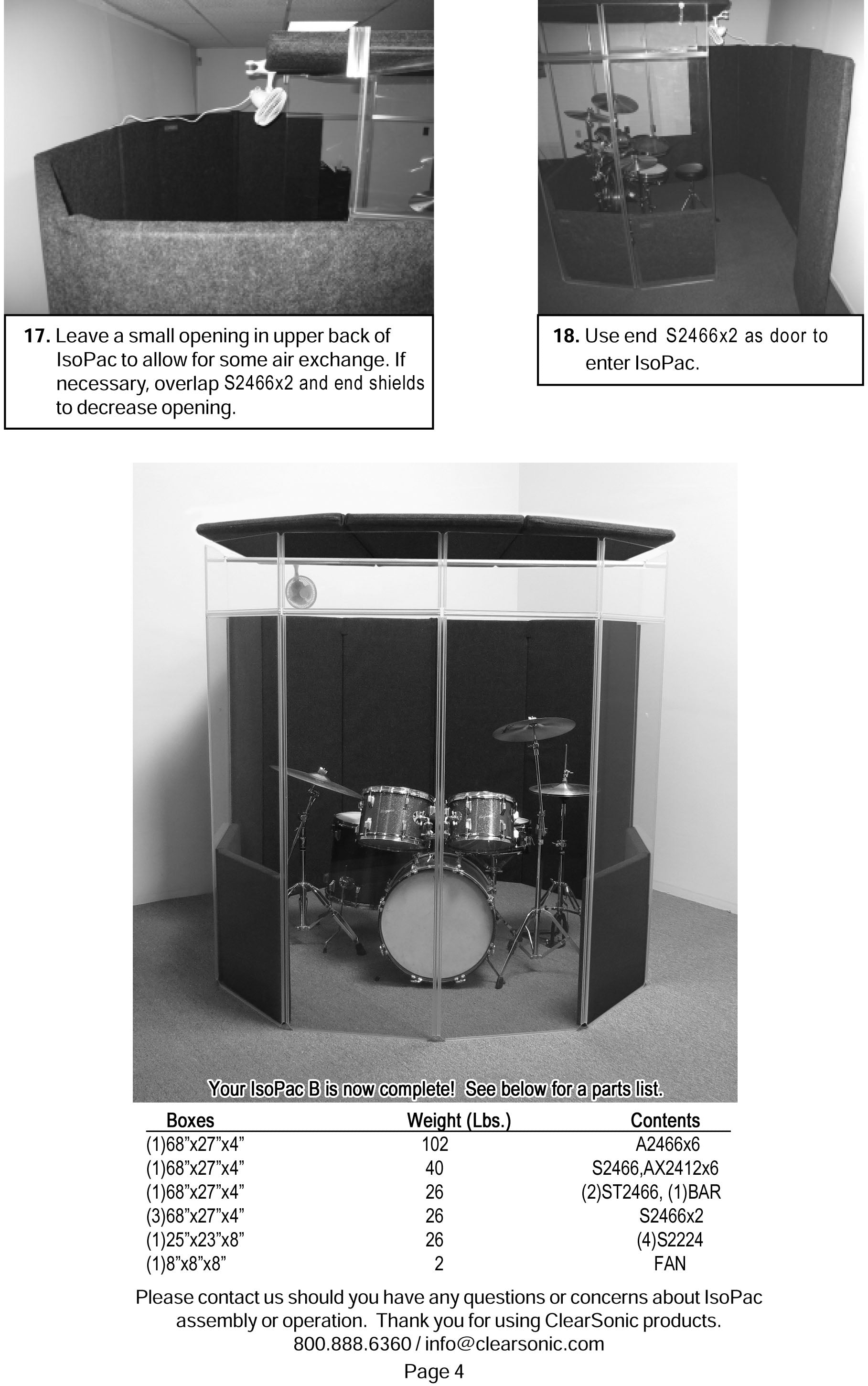 IPB - IsoPac B Portable Drum Isolation Booth | 6’ W x 7’ D x 6.5’ H | 50-60% Volume Reduction