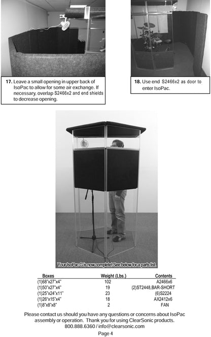 IPG - IsoPac G Portable Vocal Isolation Booth - 4’ W x 4’ D x 6.5’ H - 60-70% Volume Reduction