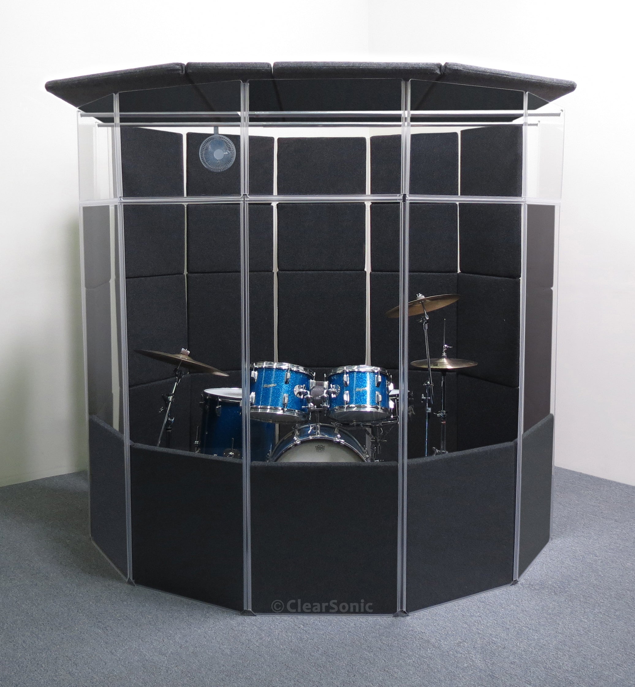 A2466x7 - 5.5 ft. Tall, 7-Panel Acrylic Drumshield with Flexible Full-Length Hinges and Cable Cutouts