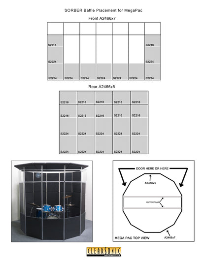 MP - MegaPac Portable Isolation Booth for Drums - 7’ W x 8’ D x 7’ H - 60-70% Volume Reduction